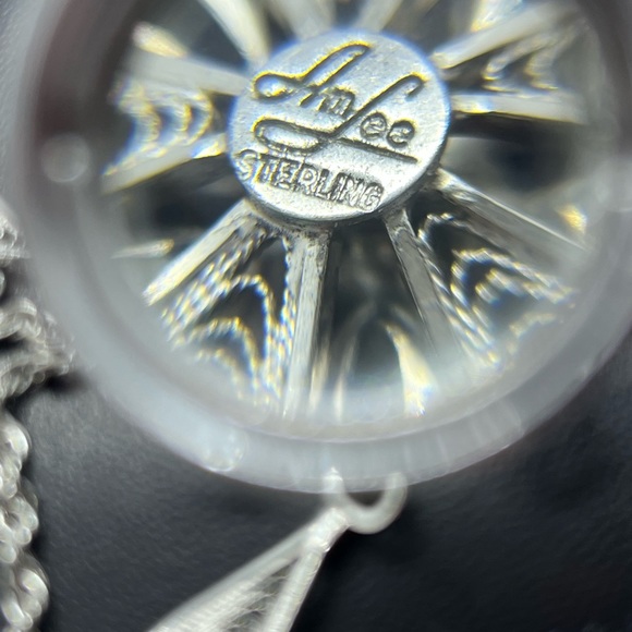 Am Lee sterling silver filigree rhinestone flower adjustable necklace rope chain - Picture 9 of 13